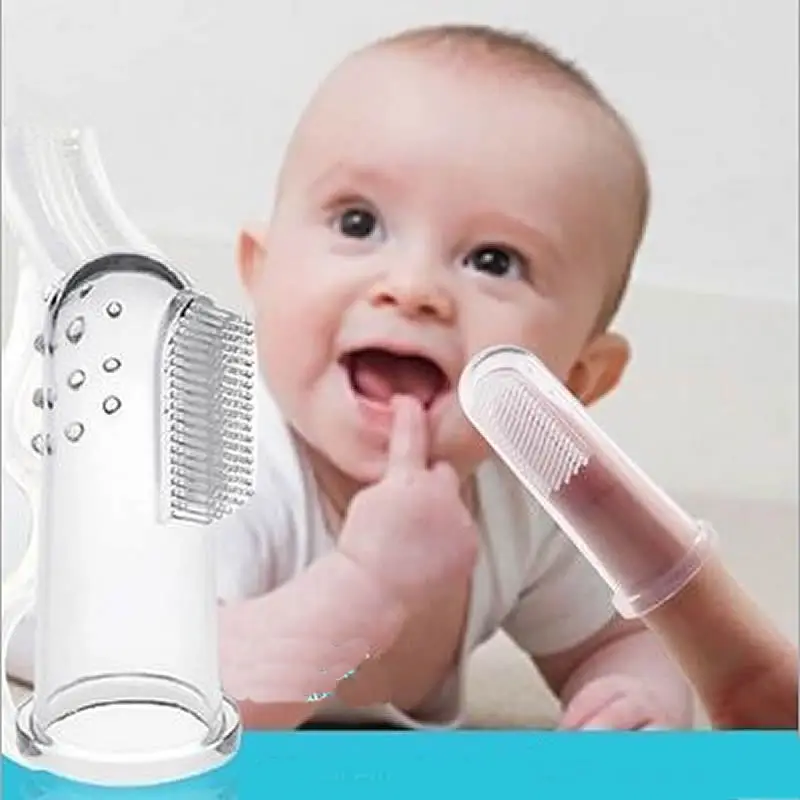 

2 Pcs Silicone Infant Baby Teether Clear Gum Brush Infant Deciduous Tooth Brush Massage Children's Tooth Brush Toothbrush