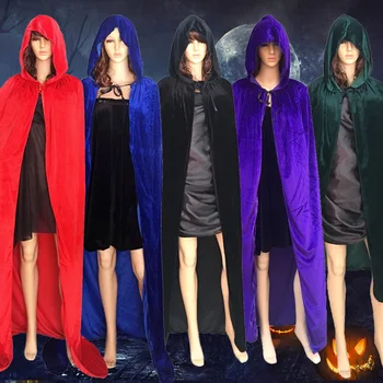 

Adult Velvet Hooded Vampire Cape Halloween Party Cloak Cosplay Death Retro Gothic Heroic Men Cloak