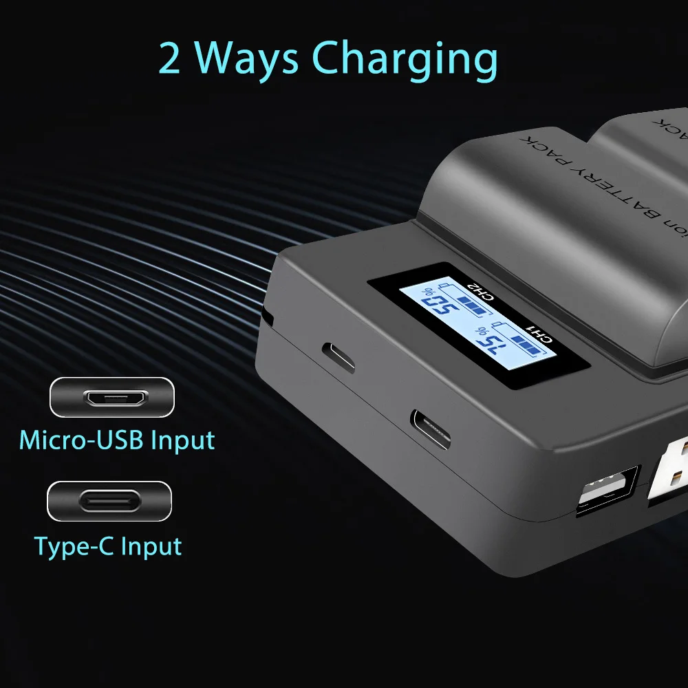 PALO 2 PCS lp-e6 digital battery + LCD display Comes with USB LP E6 batteries charger For Canon EOS 5D Mark IV 7D Mark II 6D 70D
