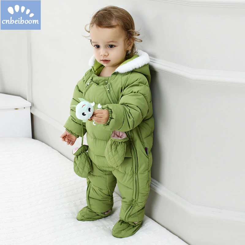 

2019 Down Cotton Baby Rompers Winter Thick Boys Costume Girls Warm Infant Snowsuit Kid Jumpsuit Children Outerwear Wear 0-24M