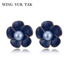 Крыло ЮК так простые эмалированные цветочные серьги для женщин трендовые корейские серьги-гвоздики из искусственного жемчуга маленькие ювелирные изделия Brincos Bijoux