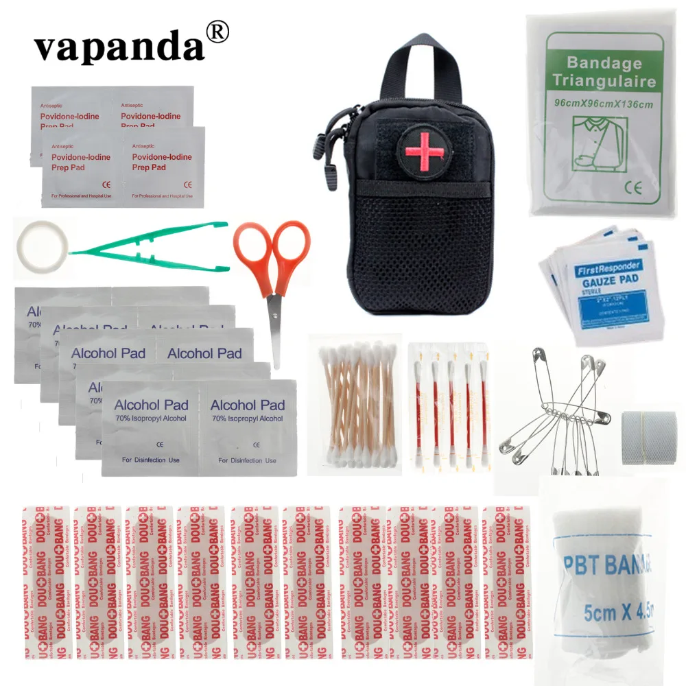 

Vapanda Nylon Survival Kit Tactical First Aid Kit Military Hiking 69 PSC EMT Emergency EDC Outdoor Medical SOS Survival Kits