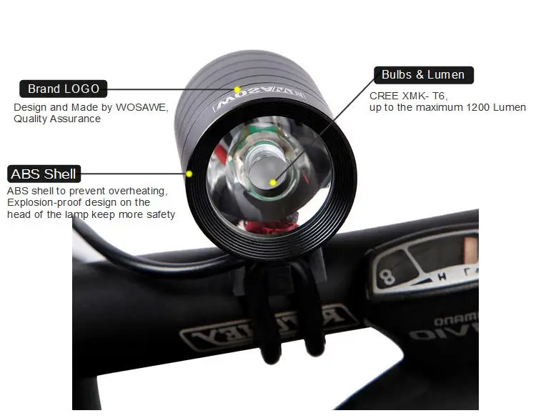 Excellent 1200 Lumen XMK T6 Bicycle Lights Lamp Waterproof LED Cycling Bike Bicycle Front Light Flashlight With USB + DV Cable 6 Excellent 1200 Lumen XMK T6 Bicycle Lights Lamp Waterproof LED Cycling Bike Bicycle Front Light Flashlight With USB + DV Cable 6