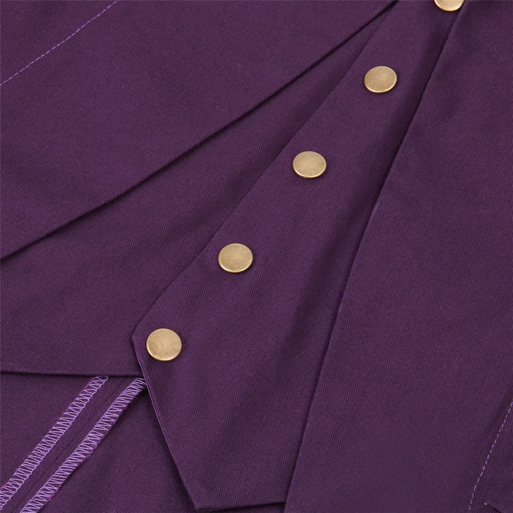 Мужской Готический пиджак-фрак Фиолетовый длинное пальто мужской смокинг костюм стимпанк Тренч Косплей Костюм викторианское пальто Хэллоуин Вечерние