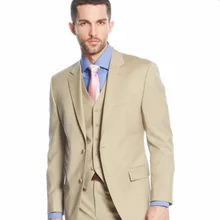 Beige Groom Tuxedos Tailor Made Men’s Wedding Suits fashion Groomsman Suit handsome Bridegroom dress suits(jacket+vest+pants)