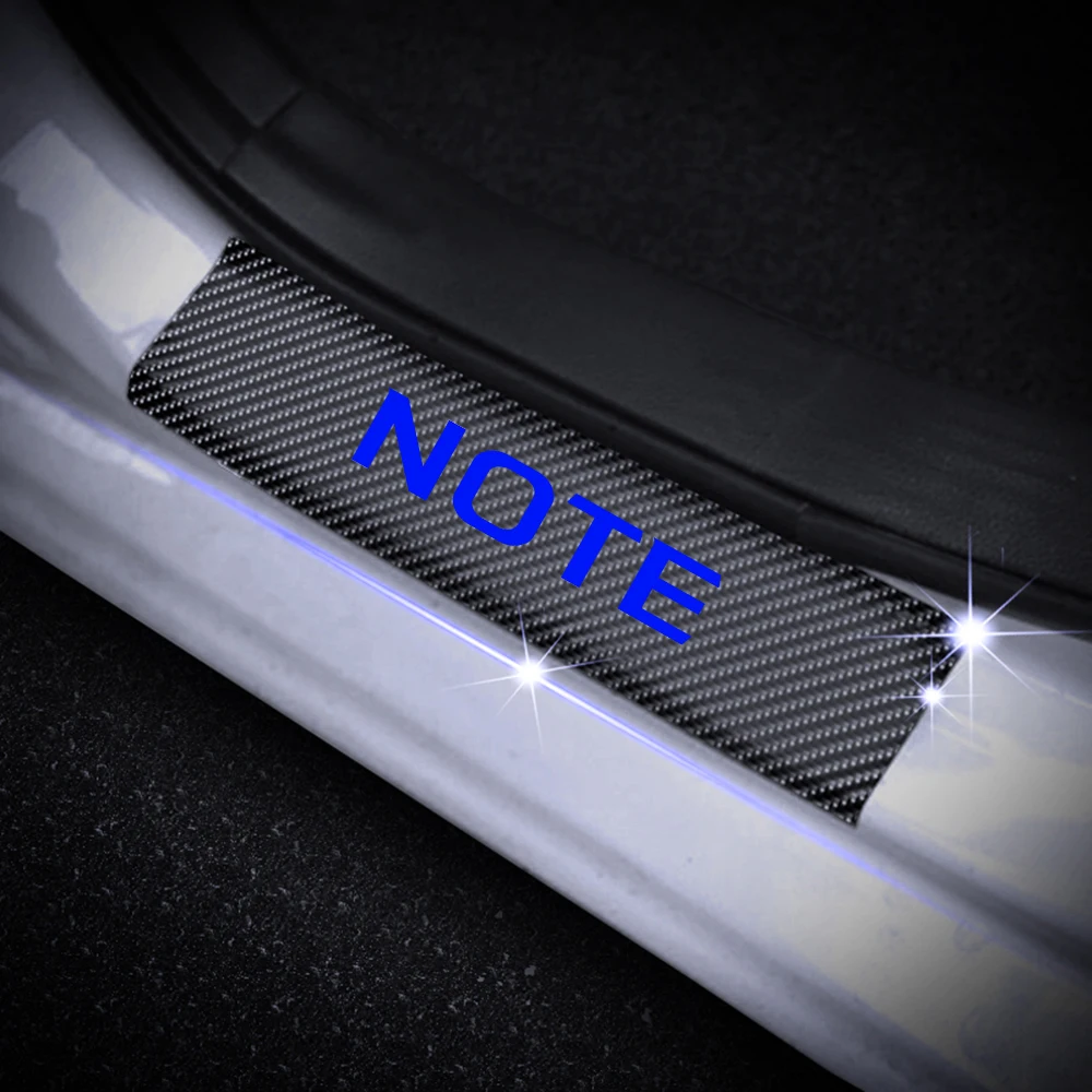 For Nissan NOTE Door Threshold Plate Entry Guard Car Door Sill Scuff Plate Stickers Car Styling 4Pcs Carbon Fiber Vinyl Sticker