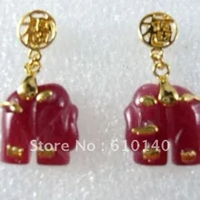 6 шт. E132-28H азии ювелирные изделия красный слон серьги
