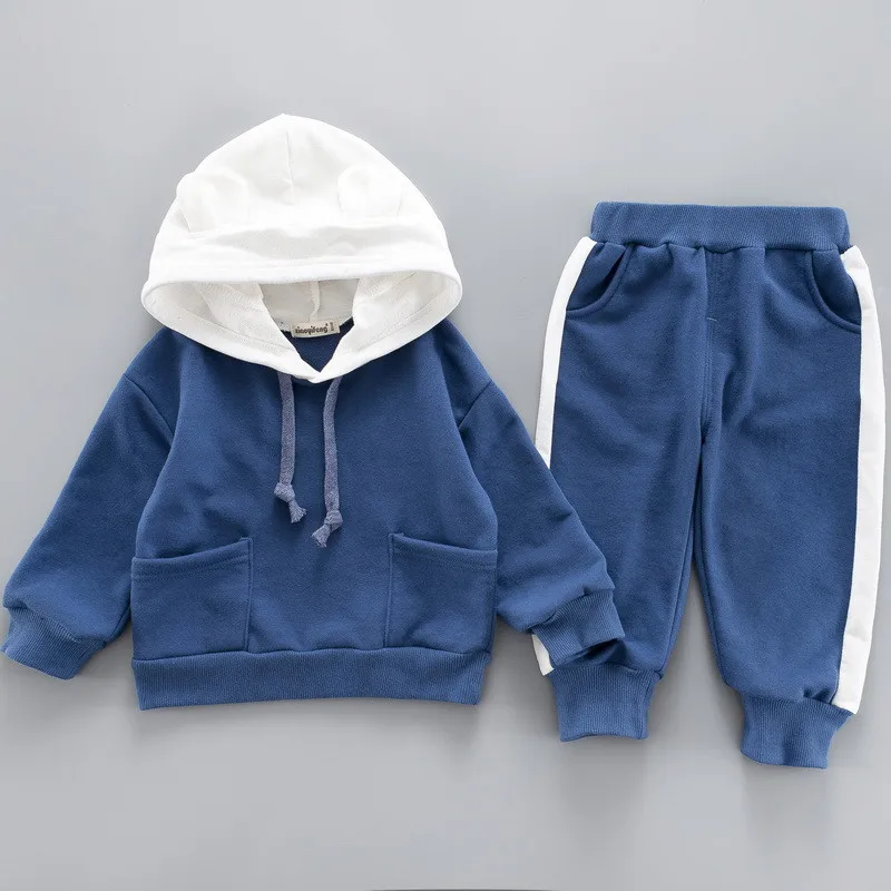 0-4 years High quality boy girl clothing set 2019 new spring sport active solid kid suit children baby clothing Hoodies+pant