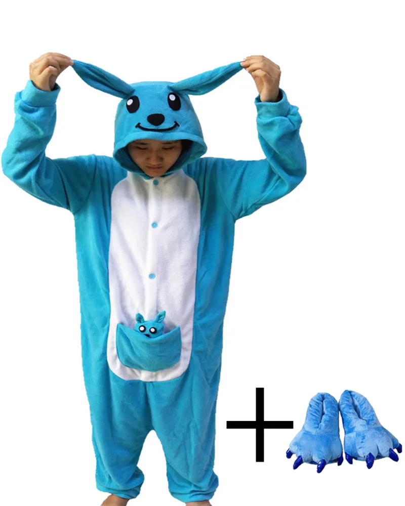 

Blue Kangaroo Onesie Novel Paw Shoes Girls Jumpsuit Pyjamas Nightgowns Women Pajamas