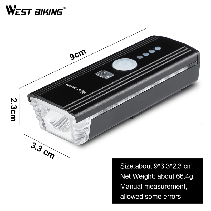 Cheap WEST BIKING Bike Front Light LED Flashlight With Horn USB Charging Induction Cycling Headlight Waterproof Torch Bicycle Light 1