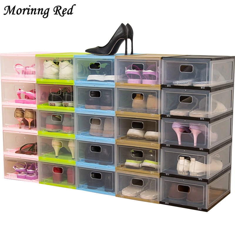 Nueva caja de zapatos transparente gruesa mejorada, caja zapatos para de zapatos de tacón alto, armario de zapatos para exhibición, almacenamiento en el hogar|Cajas y recipientes de almacenamiento| -