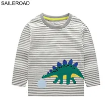 SAILEROAD/Осенняя футболка с длинными рукавами и рисунком динозавра для мальчиков и девочек 7 лет детская одежда, одежда для детей хлопковая футболка, camisetas ninos