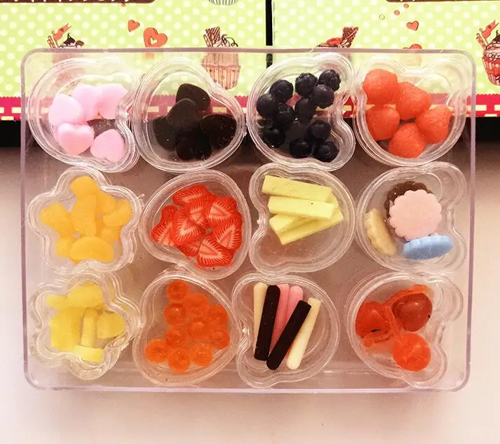 12 упаковок/Лот Мини глина брызгает поддельные фрукты Печенье Шоколад DIY моделирование аксессуары для еды ремесла Симпатичные украшения для дома# DIY001 - Цвет: 03
