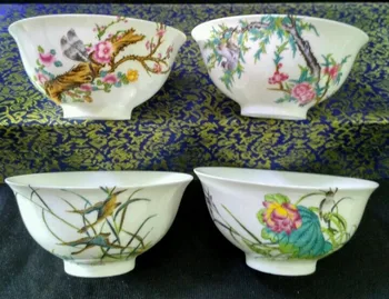 

Qianlong years of spring and autumn and winter seasons birds Antique Chinese tall four piece gift porcelain bowl