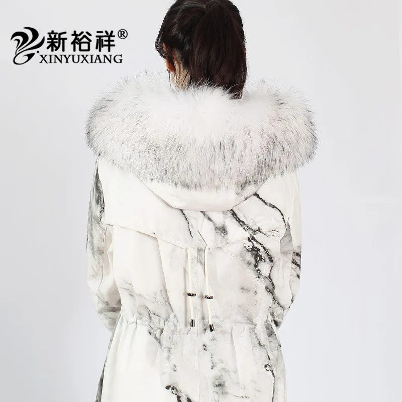 De Réel Vraie Mode Dessin 2018 Raton Nouvelle Naturel Femmes Fourrure Blanc Mince Lapin Vestes Col Manteaux Hiver 109b Laveur Xinyuxiang Rex ZSqt4x64