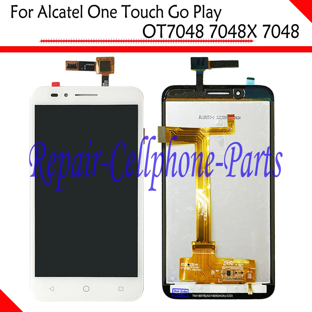 

White 100% New Full LCD DIsplay + Touch Screen Digitizer Assembly For Alcatel One Touch Go Play LTE 7048X 7048 Free Shipping