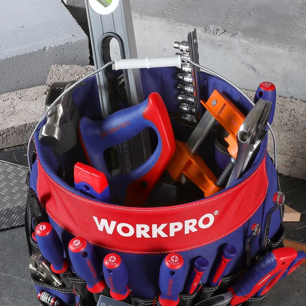 Ведро для инструментов WORKPRO 5 галлонов ведро-органайзер Boss сумка для инструментов с 51 карманами подходит для 3,5-5 галлонов ведро(инструменты не включены