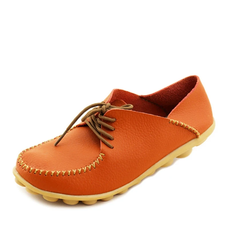 

Pure Color Spring Autumn Pea Pea Women Shoes Ladies Woman Soft Sole Leather Lace Up Casual Flat Loafers Driving Flats Zapatos