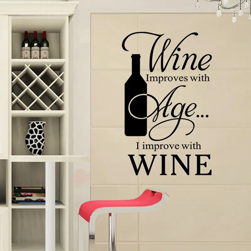 Removable Quote Wall Sticker Vinyl Art Home Decal Kitchen Wine age Bottle wall sticker Decoration GW-8