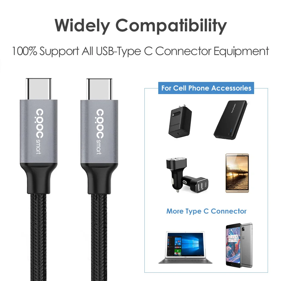 CRDC usb type-C кабель, высокоскоростной USB-C-USB-C кабель 3,3 фута/1 м для Galaxy S8, S8+, Nexus 6 P, huawei Matebook и других устройств usb type-C