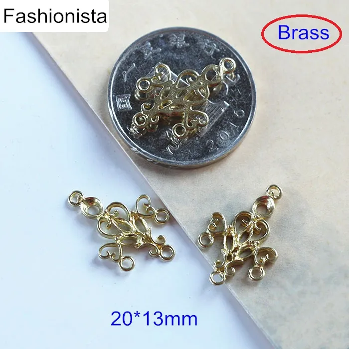20 Pcs Chandelier Brass Connectors For Jewelry Making 20*13mm Gold