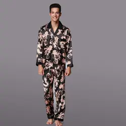 Черные мужские пижамы из 2 предметов, пижамный комплект, весенне-осенний костюм для отдыха, одежда для сна, L XL XXL