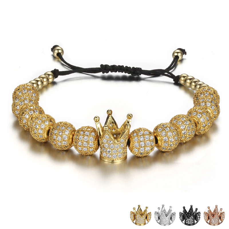 Brand 2017 Luxury Crystal Ball Crown Charm Bracelets For Women Rhinestone Adjustable Female Bracelet Accessories Pulseiras