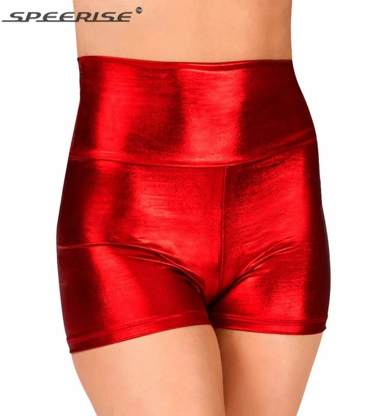 womens red spandex shorts
