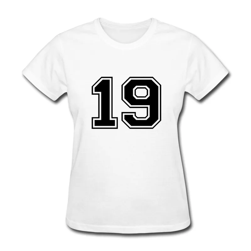 Casual Women T Varsity Number 19 in black Swag Symbols Tee Shirts for Ladys | Женская одежда