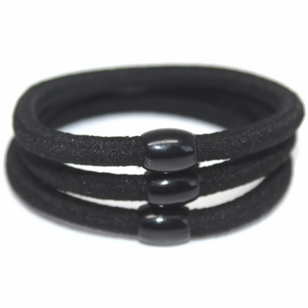 50PCS 5mm black elastic ponytail holders hair bands with black plastic