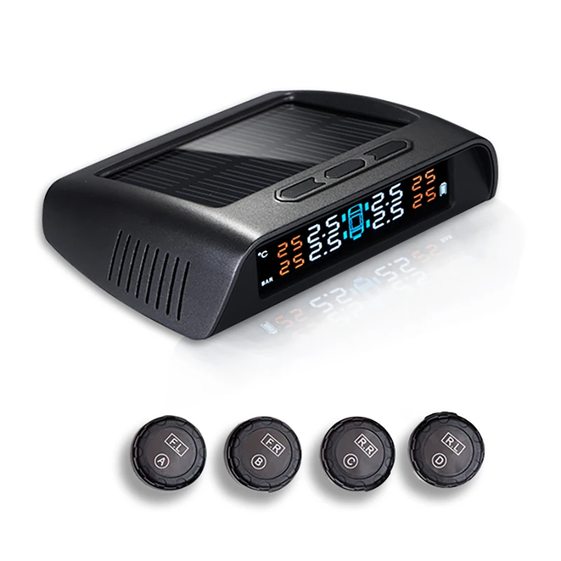 

HESITE USB Solar Charging Car TPMS Tire Pressure With Wireless External/Internal Sensors HD Digital Display Auto Alarm Tool