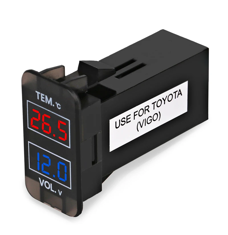 12 В двойной дисплей светодиодный цифровой термометр Вольтметр авто интерфейс измерители напряжения для TOYOTA VIGO