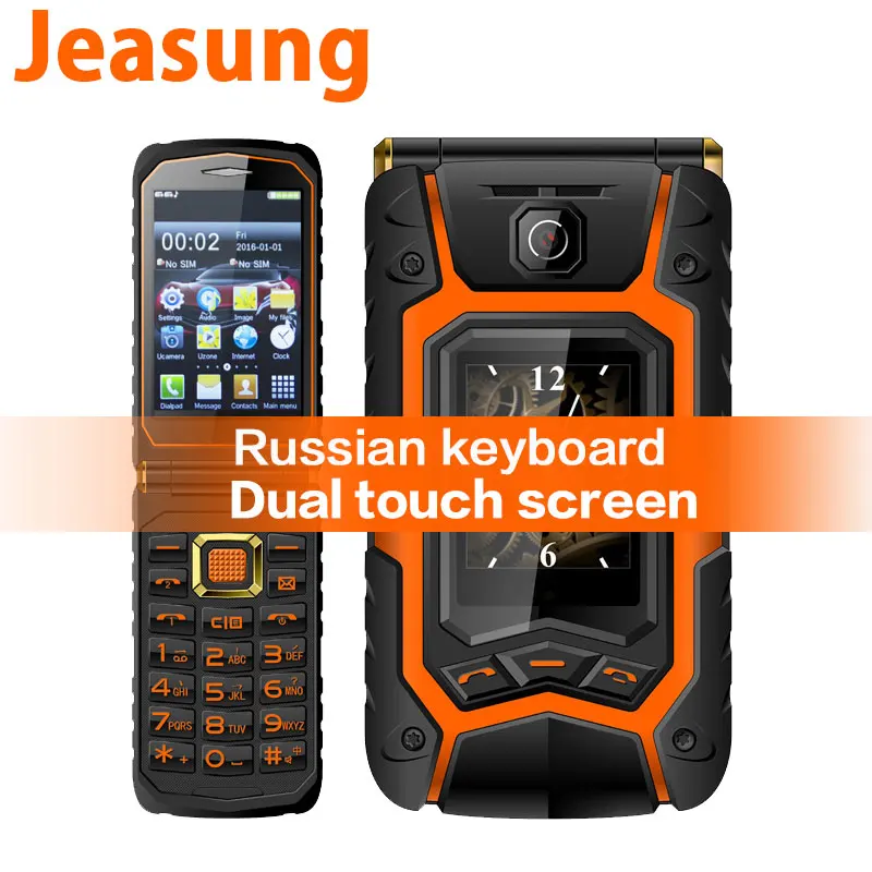 

New Arrival X9 Dual Touch Screen Flip Senior Push-Button Mobile Phone Clamshell land rover CellPhone Russian Keyboard Phone