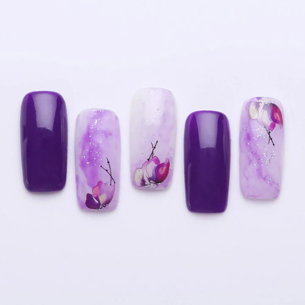 

3 Sheets Flower Butterfly Nail Art Water Transfer Decals Purple Stickers Decor