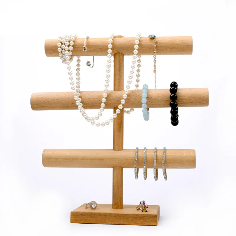 3 Layer Bracelets Display Holder Wood Bracelets Pendant Necklace