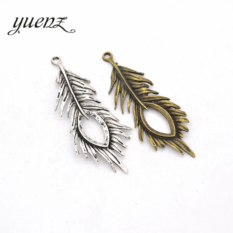 

YuenZ 3pcs 2 color Antique bronze feather Charm fit for Bracelets Necklace Pendant DIY Metal Jewelry 72*28mm D302