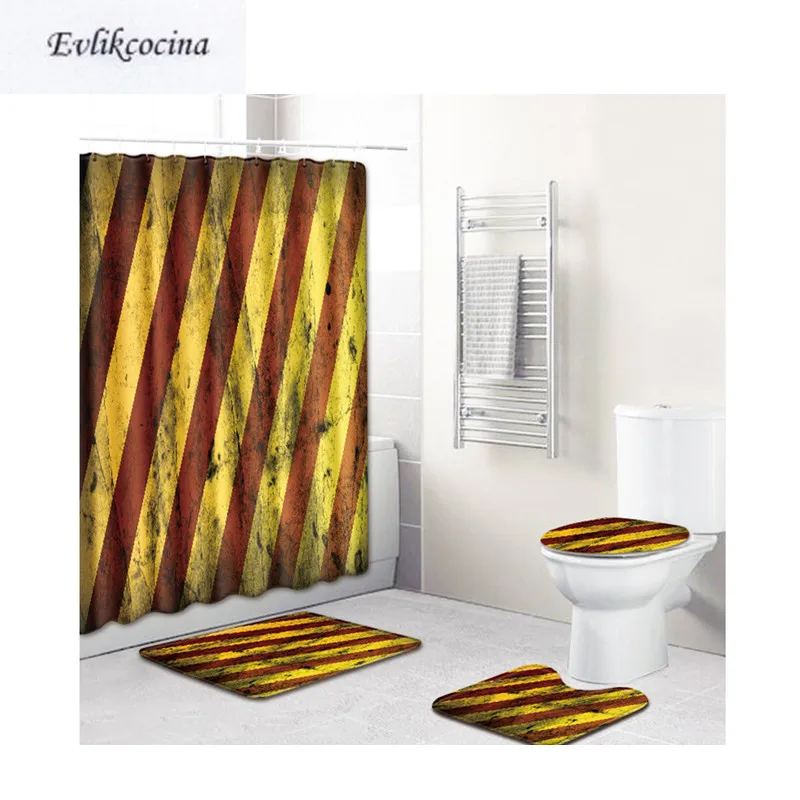 Free Shipping 4pcs Yellow Red Striped Banyo Paspas Bathroom Carpet Toilet Bath Mat Set Nonslip Tapis Salle De Bain Alfombra Bano | Дом и сад
