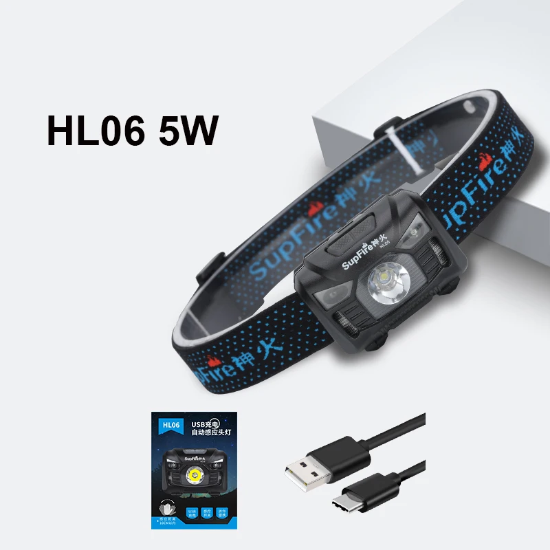Фонарь для вспышки Linterna LED Supfire HL06 USB фонарь головы велосипеда Olight Surefir Nicron