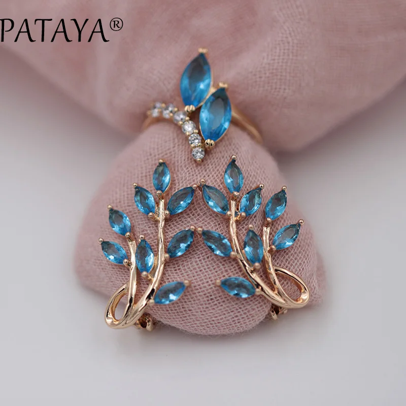Серьги PATAYA с натуральным Цирконом и синим конским глазом новые набор из 585