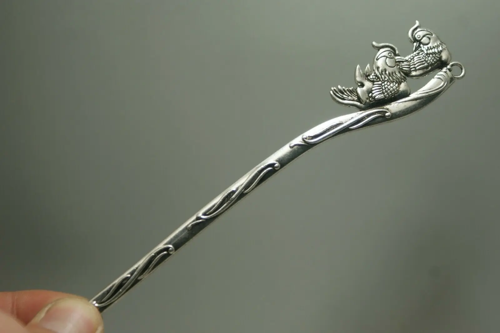 Exquisite Chinese Tibet Silver Carving Animal Mandarin Duck Women Hairpin Jewelry | Дом и сад