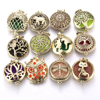 

Tree Of Life Bronze Aroma Box Diffuser Necklace Magnetic Aromatherapy Essential Oil Diffuser Perfume Box Locket Pendant Jewelry