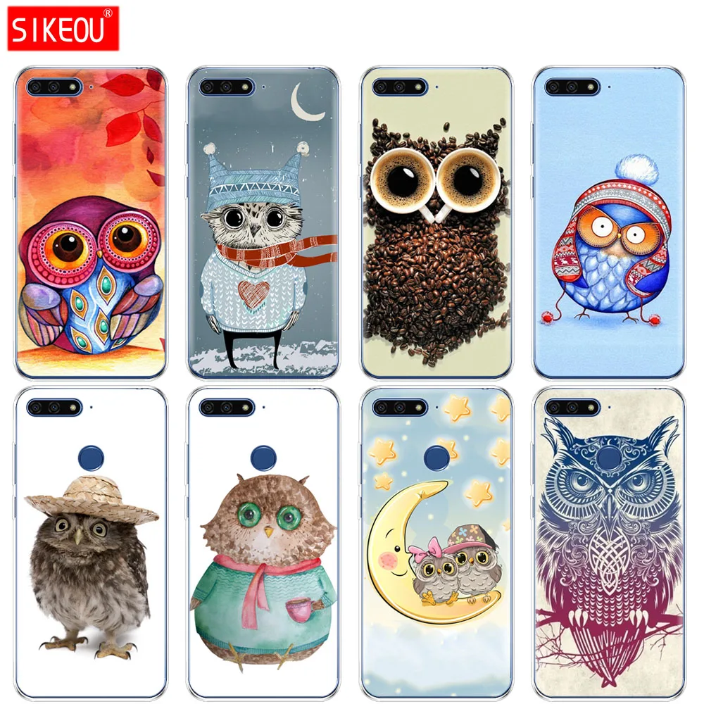 

Silicone Cover Phone Case For Huawei Honor 7A PRO 7C Y5 Y6 Y7 Y9 2017 2018 Prime colorful owls