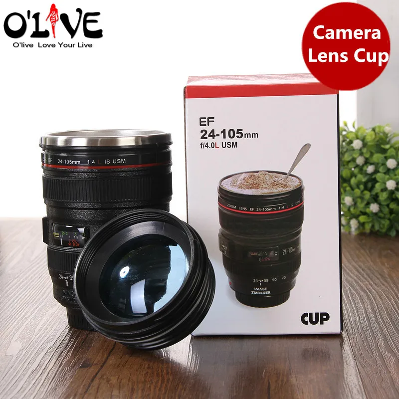 400 ML Stainless Steel Cups Camera Lens Mugs Water Tumbler Tea Cup Keep