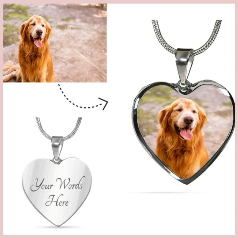 

SG 925 sterling silver personalized Round necklace custom Carving name & pets picture necklace jewelry for mom&women gifts