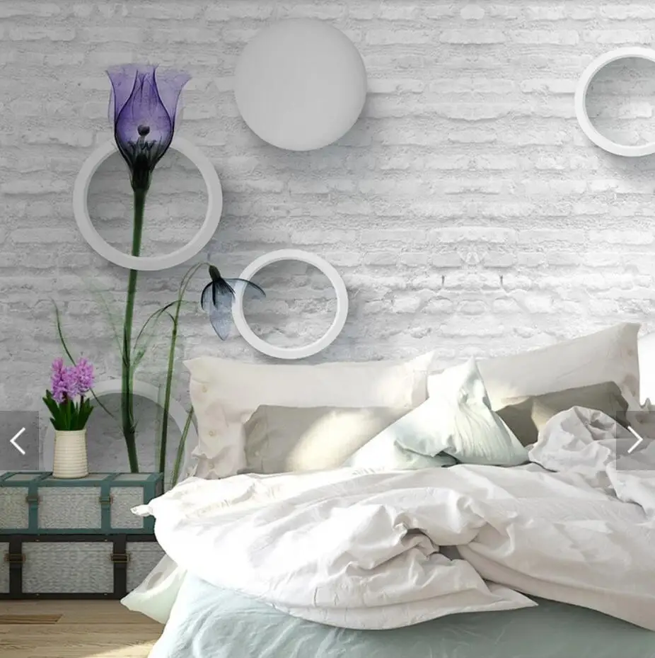 Фотообои 3D кирпичные круглые шары цветок тюльпана Абстрактные Художественные