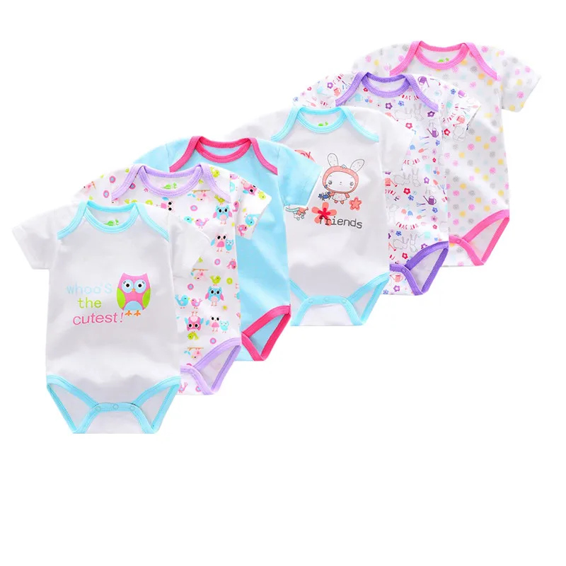 animal Summer Baby Bodysuits Short Sleeve baby Newborn cotton infant Baby girls boys Jumpsuit Newborn Clothes 6pcs/lot - Color: color as photo