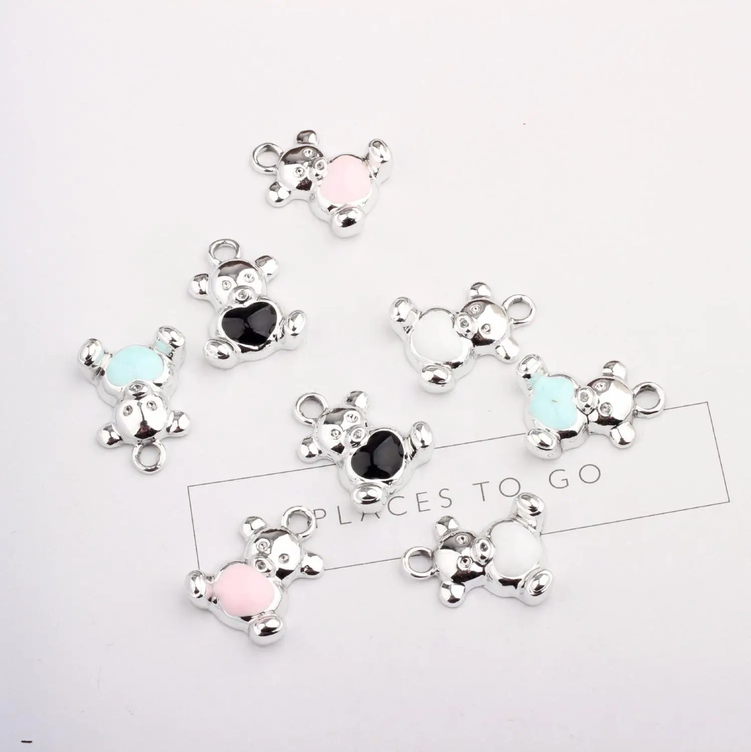 

New Hot 10Pcs/Lot Zinc Alloy Love Bear Enamel Charms DIY Handmade Jewelry Making Pendant fit Hair Necklace Accessories