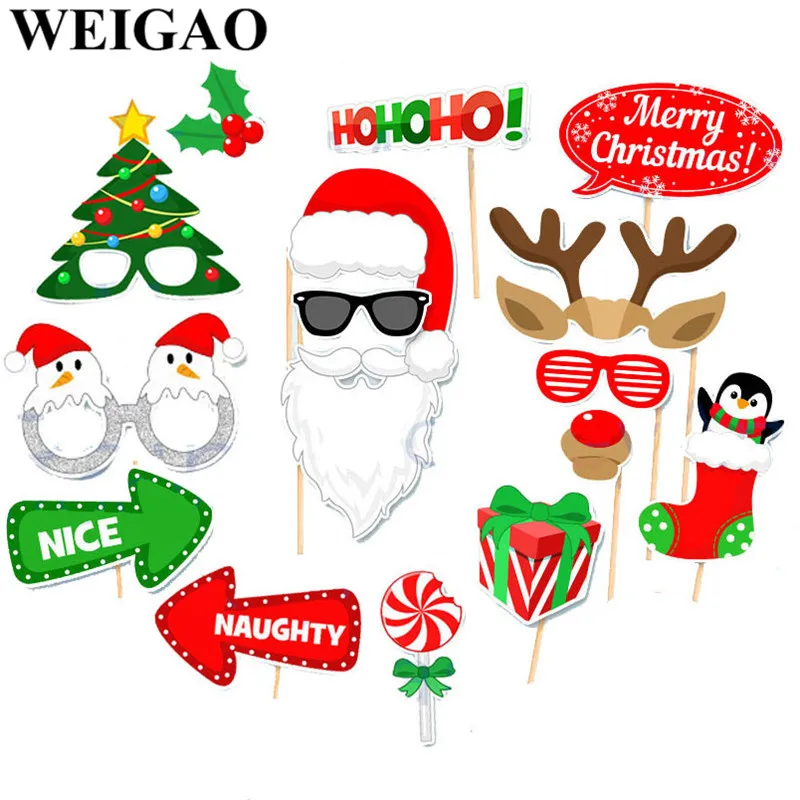 WEIGAO Merry Christmas Photo Booth Props Kids Xmas Party Photobooth