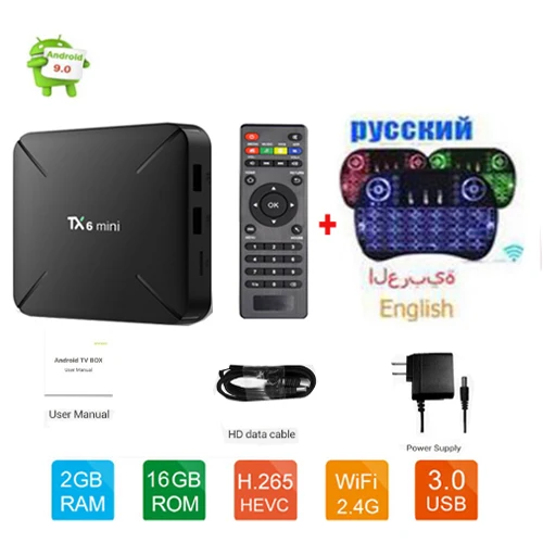 ТВ приставка Tanix TX6 mini для Smart TV android 9 0 Allwinner H6 2 ГБ + 16 4 ГГц Wi Fi 4K H.265 ресивер tx5