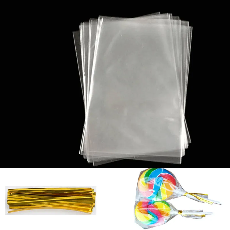 Transparent Clear Flat Open Top Small Plastic Bags Candy Lollipop 
